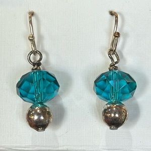 NWT BLUE SILVER SHORT DANGLE EARRINGS BY‎ VERITAS WORKS JEWELRY